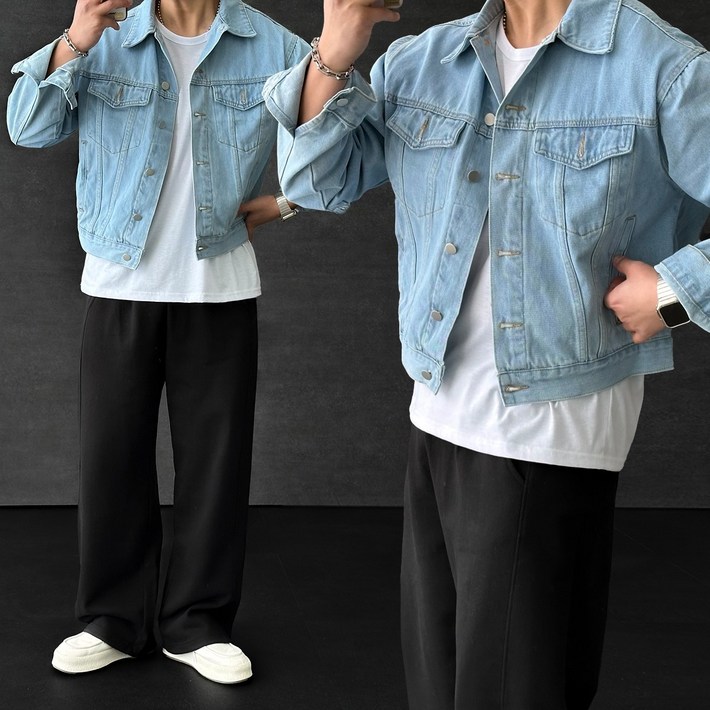 빠델 남자 크롭 데님자켓 청 남방 트러커 연정 진청 워싱 오버핏 루즈핏