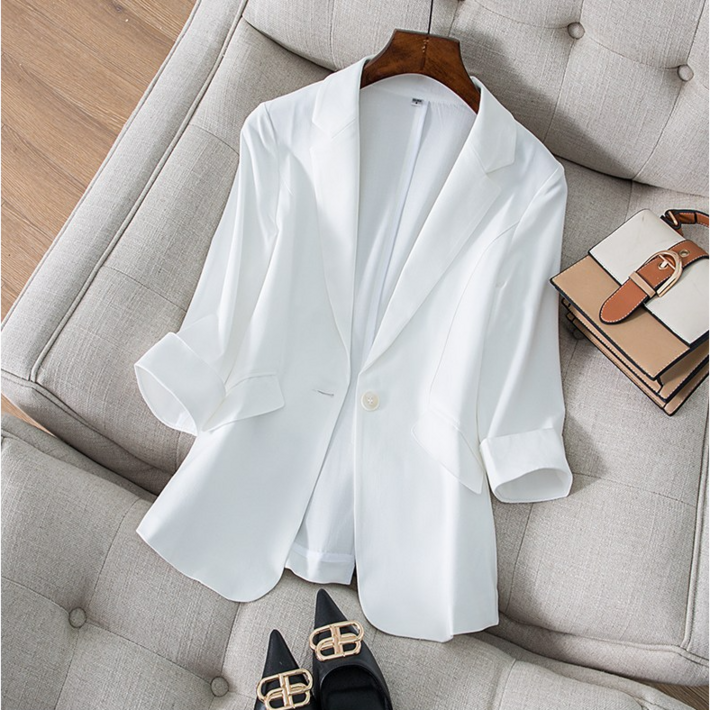 킹덤컴퍼니 여성 7부 린넨 정장 자켓 봄 여름