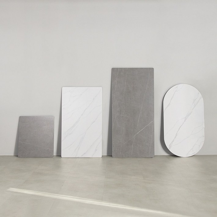 라로퍼니처 포세린 통 세라믹 식탁 테이블 상판만 2인 4인 6인 사각 원형 타원 프레임, 다리 제외, 원형 화이트