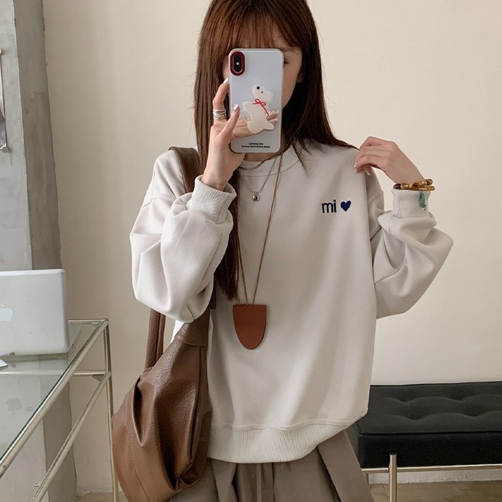 돌아라 심플 여성 맨투맨 패션 캐주얼 긴팔 티셔츠