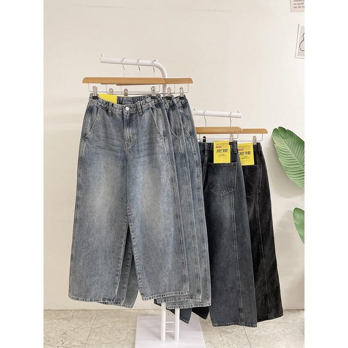 3가지길이 헤더 넌스판 워싱 뒷절개 인밴딩 와이드핏 데님S2XL