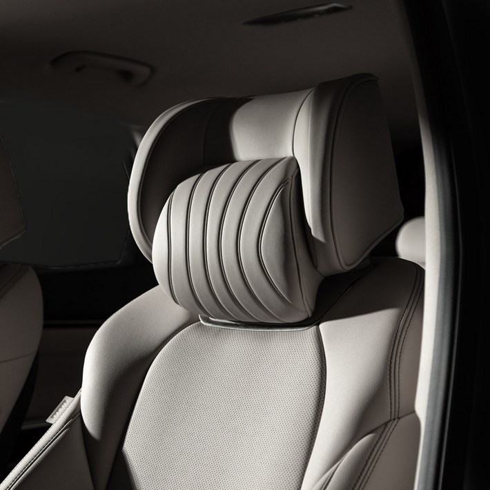 아임반 L6누빔 2세대 헤드레스트 차량용 목쿠션 자동차 목베개 1P, 1개, 새들브라운