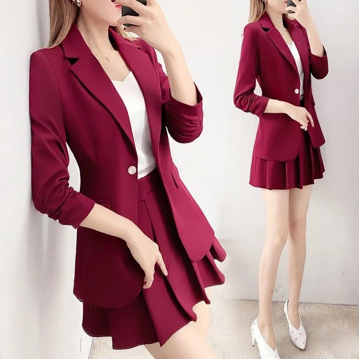 NEW봄철여성투피스면티셔츠여성상하세트남자등산티셔츠양복여성 정장 자켓투피스정장세미정장여성오피스룩예복고퀄리티예복 정장빅사이즈여성M4XL소프트 고품질 원단