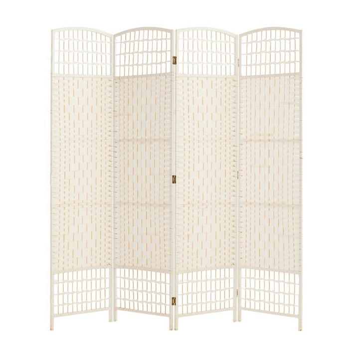 요고바라 라탄 인테리어 파티션 원목 가리개 이동식 가림막, 화이트
