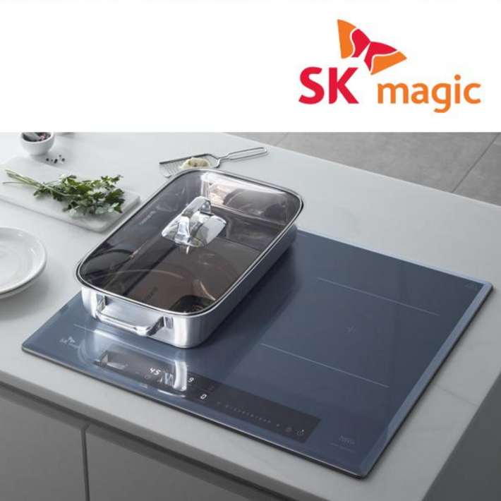 SK매직 빌트인 올파워 인덕션 3구 전기레인지 플렉스존 프리미엄 클리어트랜스 상판 IHRBF30C 블루 사하라