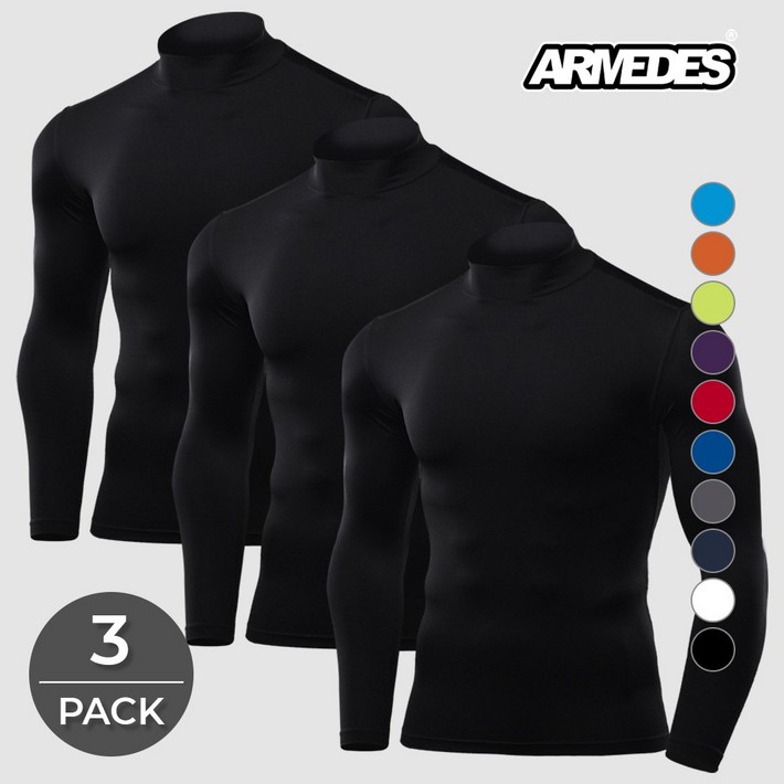 아르메데스 언더레이어 쿨티셔츠 베이스레이어 컴프레션 테크핏 터틀긴팔 3매