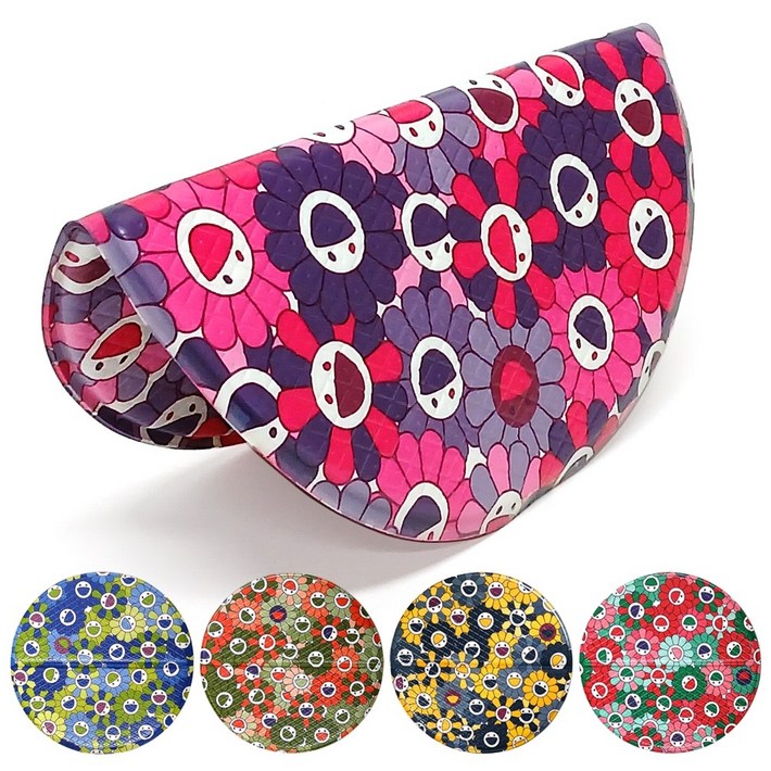 토탈하우스 반으로 딱 접히는 해피플라워 사우나방석 원형 대 양면 반접 사우나매트 국산제조 목욕방석 원형방석