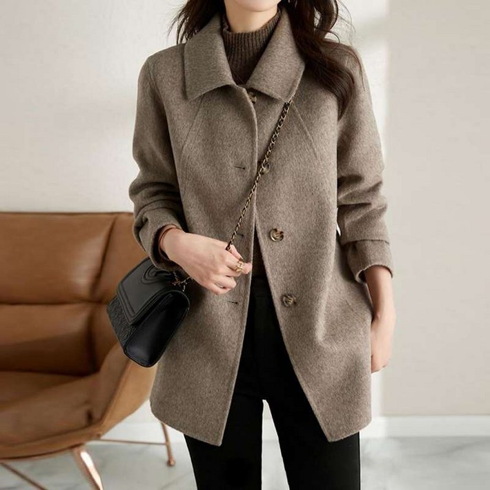 더벨러리 여성 싱글 맥 코트 BKC4447 하프 모직 베이직 기본