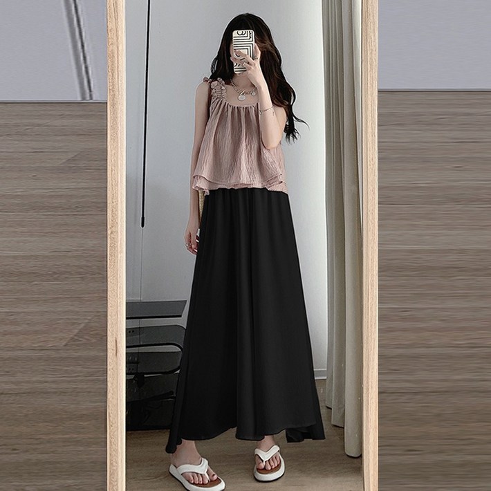 YioYcc 여름 여성 롱스커트 바지 시원한 원단 다양성 캐주얼 와이드 팬츠
