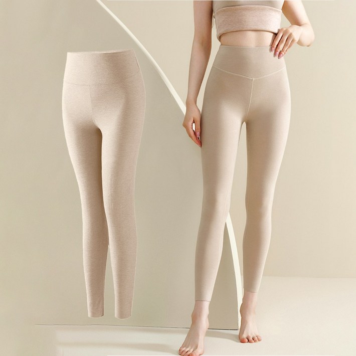 플로우 여성 더블패치 기모레깅스 힙업 노Y존