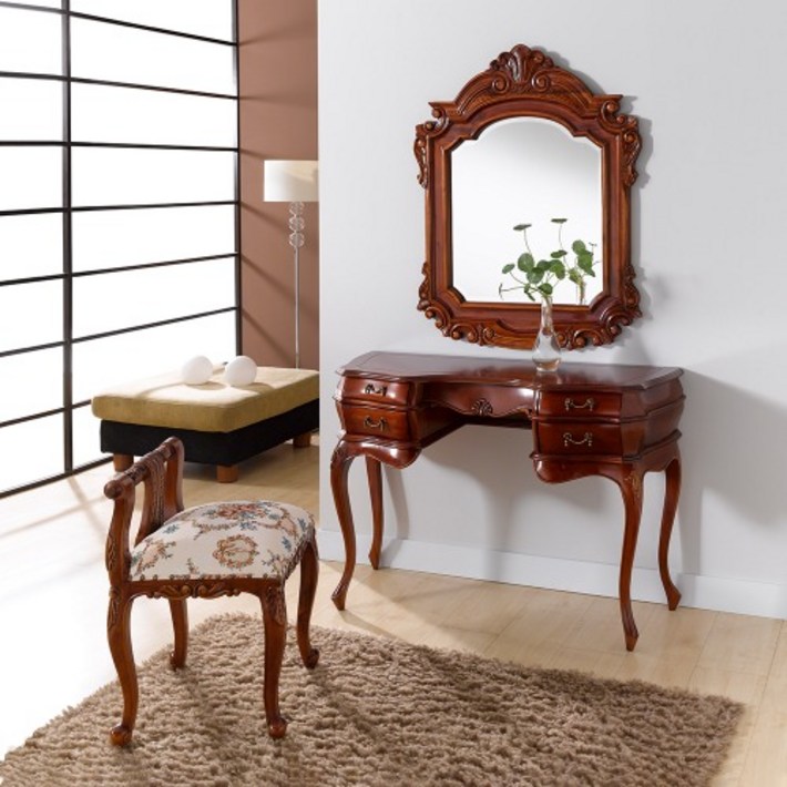 302 엔틱 콘솔 화장대 세트 콘솔거울스툴
