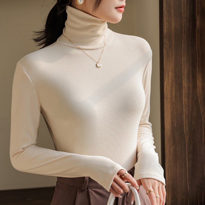 댄유온 여성 슬림핏 하이넥 터틀넥 긴팔 티셔츠 댄유온 여성 슬림핏 하이넥 터틀넥 긴팔 티셔츠