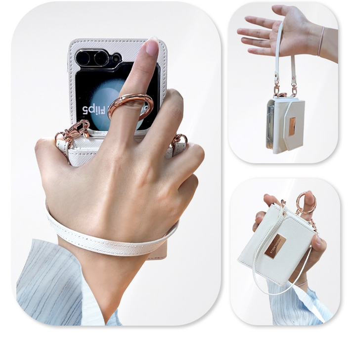 비너스 라벨라 사피아노 갤럭시Z플립3용 케이스지갑형카드수납지폐수납손가락링스트랩줄포함