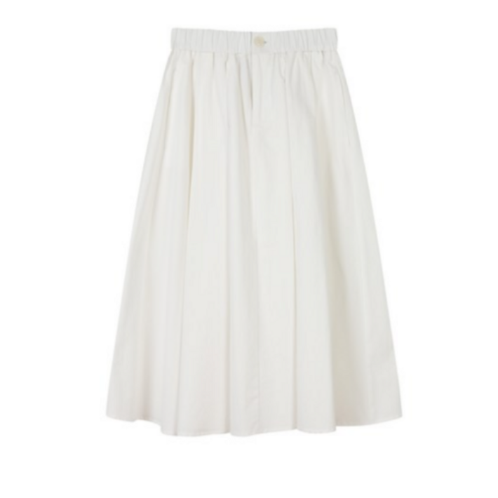 플라스틱아일랜드 여성용 이밴드 턱 플레어 스커트 PQ2WS032