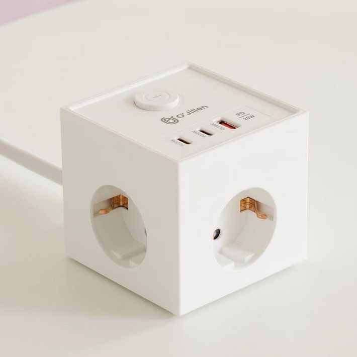 오지렌 고성능 USB C타입 고속충전 고용량 큐브 멀티탭 콘센트, 화이트PD20W, 1개