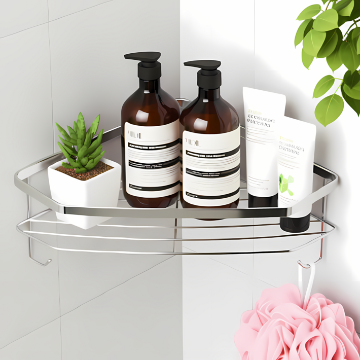 루벤하임 강력 고정 욕실 스테인리스 무타공 코너 선반 접착 스티커 4매