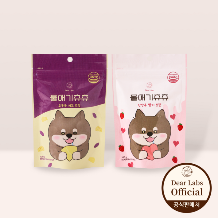 디어랩스 울애기츄츄 저알러지 노즈워크 트릿 강아지노즈워크간식 강아지훈련용 져키간식 노령견 저칼로리간식, 6개, 100g, 산양유딸기