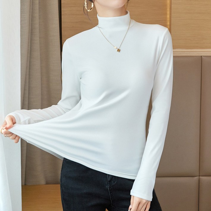 댄유온 여성 따듯한 기모 반목 목폴라 슬림핏 긴팔 티셔츠 댄유온 여성 따듯한 기모 반목 목폴라 슬림핏 긴팔 티셔츠