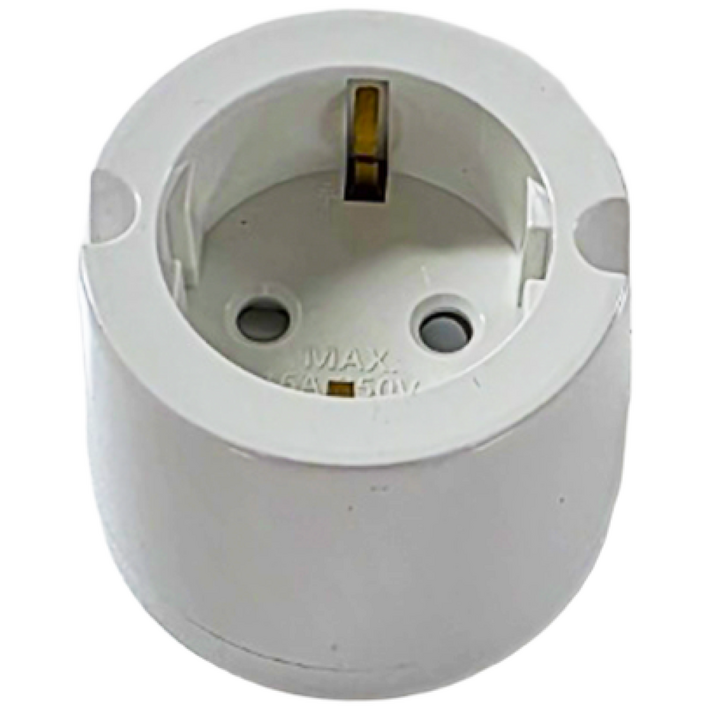 전기전자 접지 노출 1구 콘센트 원형 돼지코 편리한 핀타입 산업용, 6개, 화이트계열, 60mm