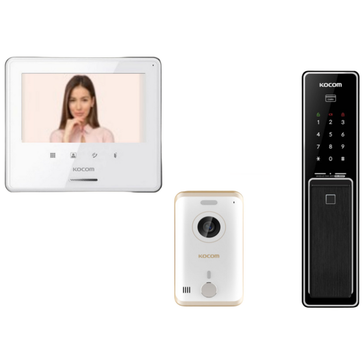 코콤비디오폰 도어락 SET 상품1 KCVS701 7인치 아날로그비디오폰  푸쉬풀지문도어락자가설치