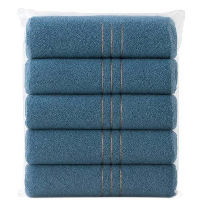 옵티머스리빙 32수 골드라인 데일리 수건, 5개, 블루