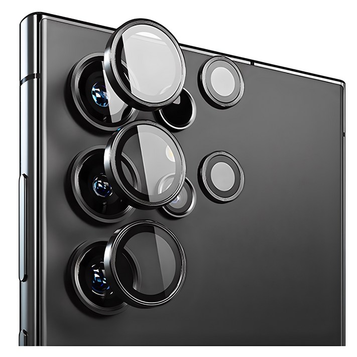 빅쏘 빛번짐 방지 부착가이드 아이폰 카메라 렌즈 링 강화유리 휴대폰 보호필름 블랙, 1세트