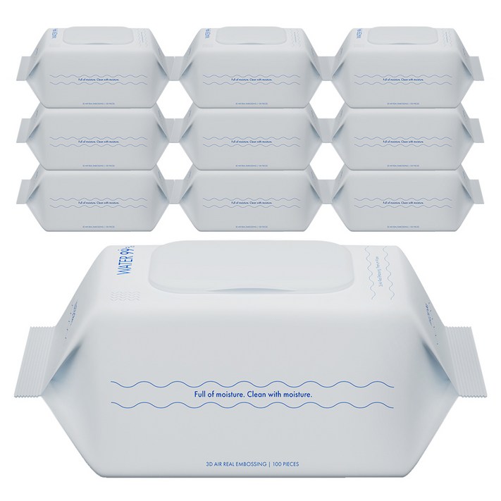 워터 99 초순수 저자극 아기물티슈 베이직 캡형, 50g, 100매, 10개
