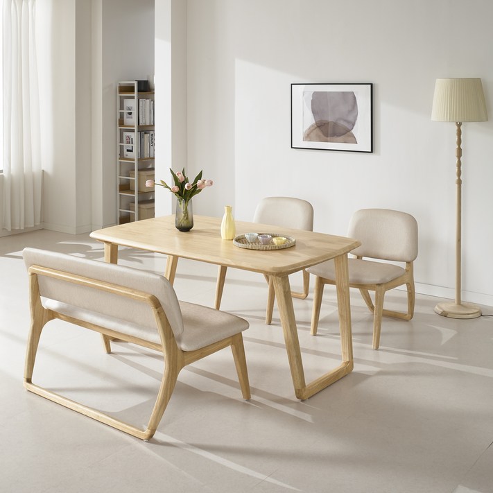 도리퍼니처 루미에르 4인용 저상형 식탁  벤치  의자 2p 세트 방문설치