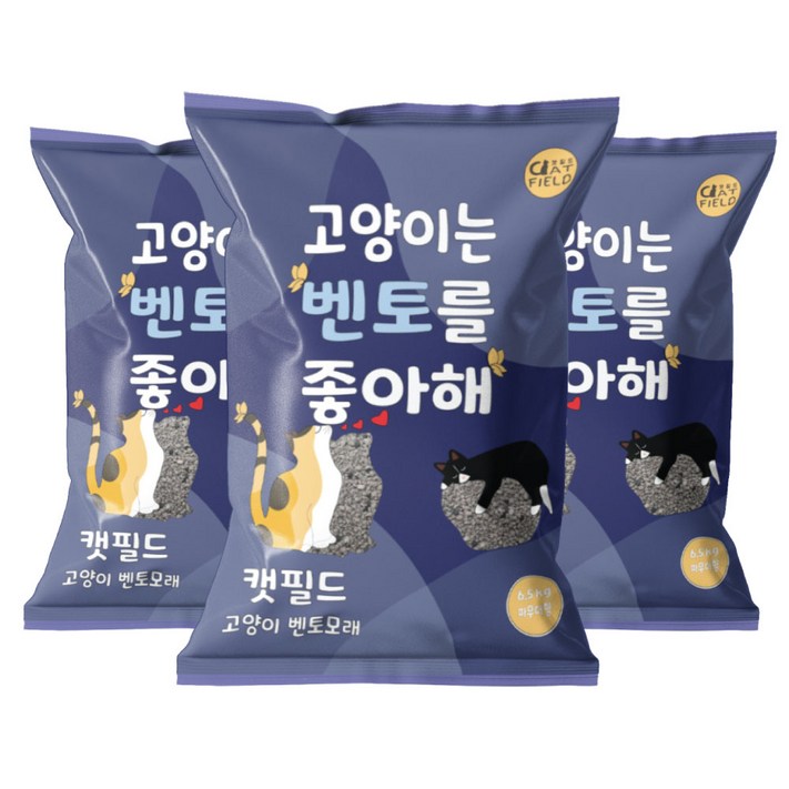 캣필드 고양이 벤토나이트, 6.5kg, 3개, 베이비파우더향