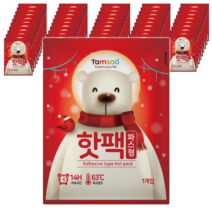 탐사 국내 생산 파스형 붙이는 타입 핫팩 40g, 50개입