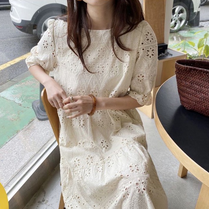 DAIRUSO 레이스 펀칭 롱원피스