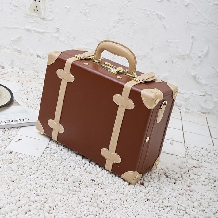 빈티지 미니 캐리어 레트로 스몰 기내 여행 케이스 수제 비즈니스 서류 가방
