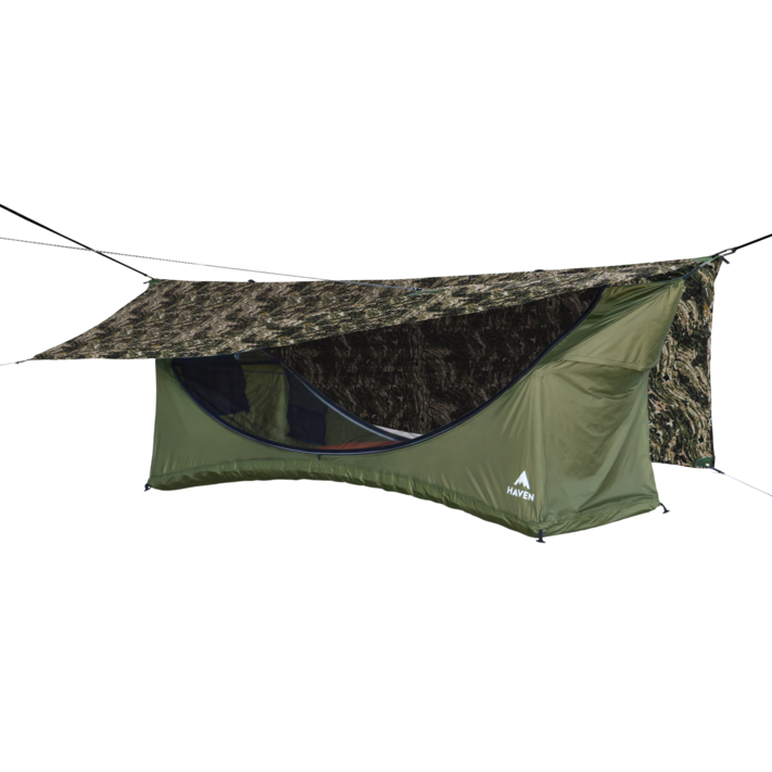 헤이븐텐트 Haven Tent XL 레이 플랫 해먹 텐트 세트 그린 텐트 203.2 cm x 76.2 cm, 레인플라이, 단열 슬리핑 패드 포함