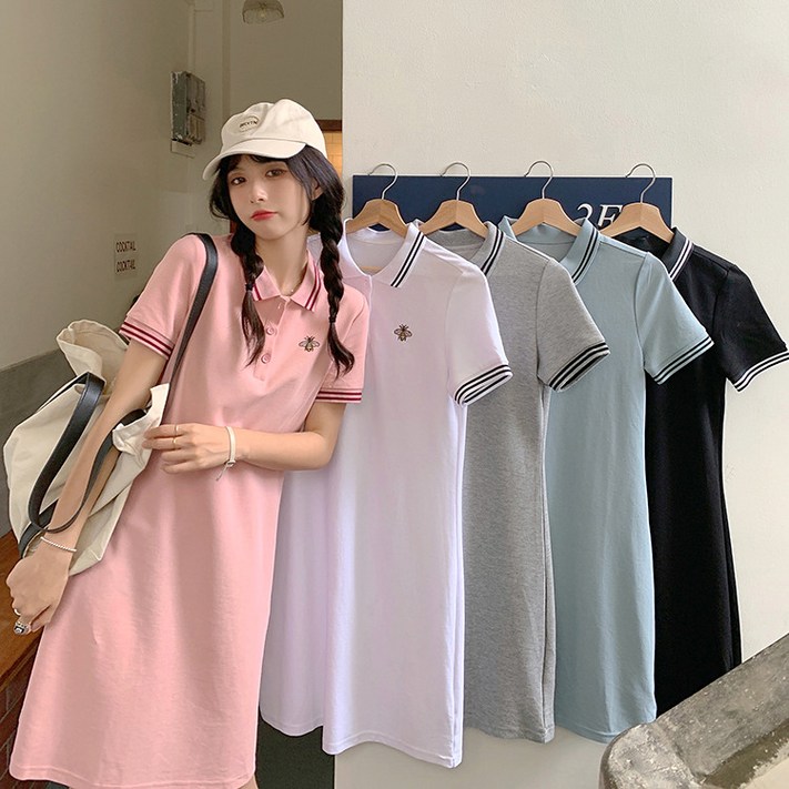 스타일아유 여성 여름 반팔 캐쥬얼 테니스 소프트 루즈핏 미디 셔츠 카라 원피스 스타일아유 여성 여름 반팔 캐쥬얼 테니스 소프트 루즈핏 미디 셔츠 카라 원피스