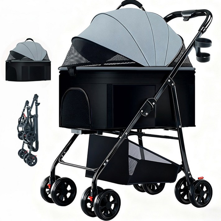 포조이 PawJoy 강아지 유모차 접이식 탈부착 대형 강아지고양이 유모차