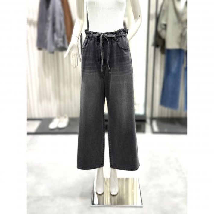 백화점 ZOOC 허리밴딩 벨티드 와이드핏 데님팬츠 V253PSA913 아울렛