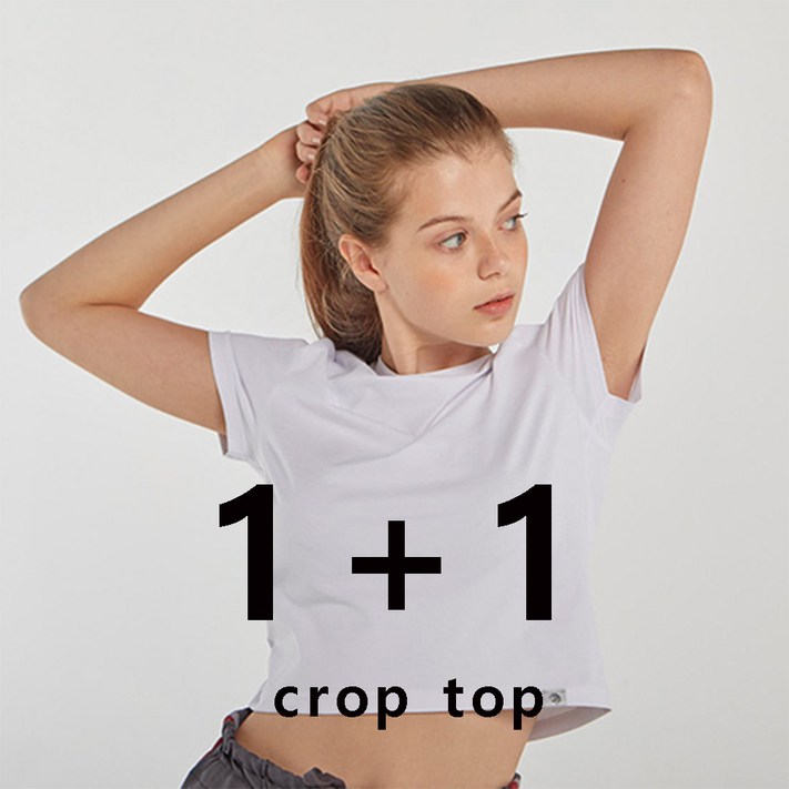 이프노스 여성용 5부 자수 크롭 티