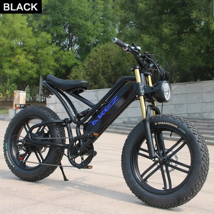 전기자전거 배달 PAS 자토바이 출퇴근 AKEZ 유압 스노우 오프로드 타이어 Ebike 750W 48V 13AH 배터리 핫 세일, 2) Black - 18AH - 750W