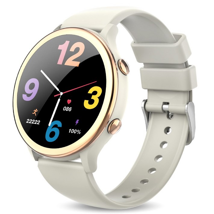 Luxeed 통화가능 스마트워치 1.27인치 원형 대화면 한국어 지원 운동 추적 밴드, 블루투스, 35mm, Starlight