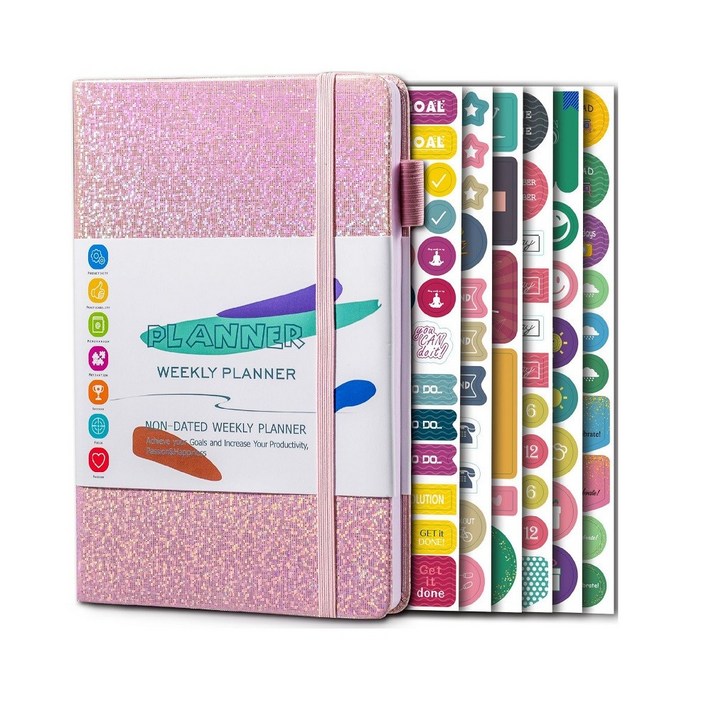 목표 하드커버 위클리 플래너 다이어리  스티커 세트, 핑크