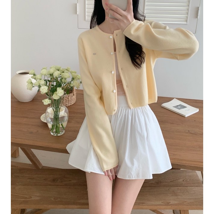 허니멜로우 가을 여성 라운드 가디건 파스텔 베이직 데일리 간절기 니트가디건 출근룩 자켓 아우터 하객룩 봄코디