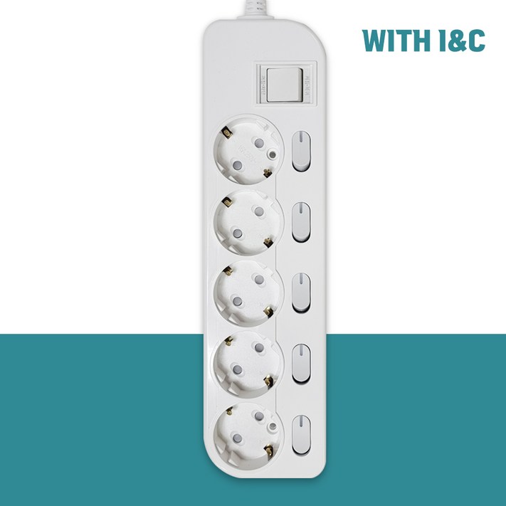 위드아이엔씨 국산 과부하차단 멀티탭 개별 통합스위치 절전형 5구 WIMC21655
