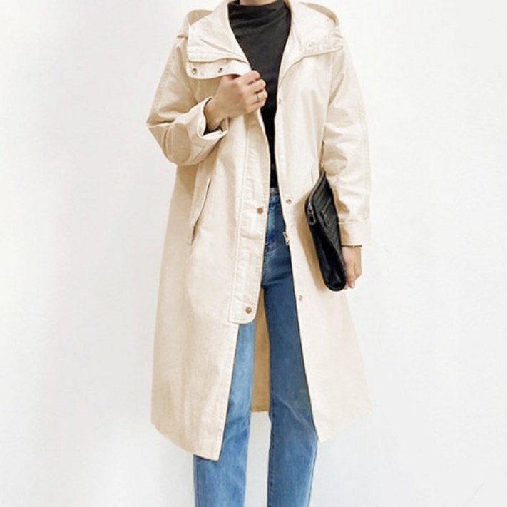 와이제이 후드 하이넥 트렌치 루즈핏 사파리점퍼 YJK292