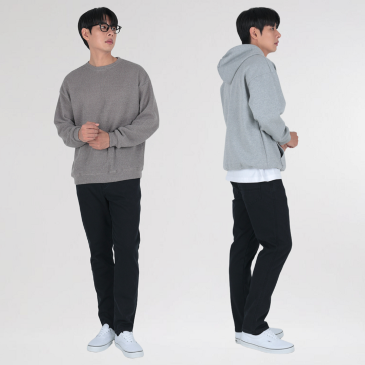 남성 기모바지 겨울 치노팬츠 테이퍼드핏 히든밴딩 스판 면바지