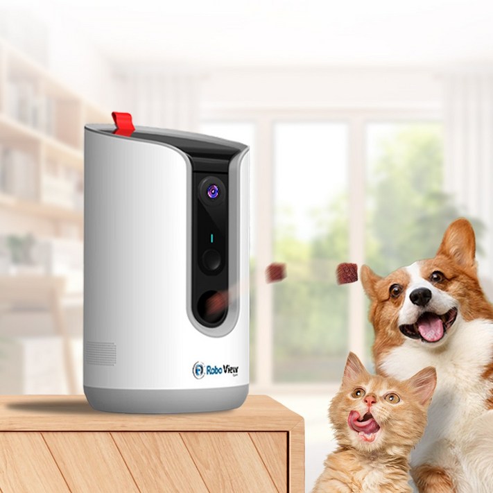 글로벌아이넷 로보뷰펫 PET 홈 CCTV IP 카메라 반려동물 간식 자동 급식기 펫캠 홈캠 300만화소