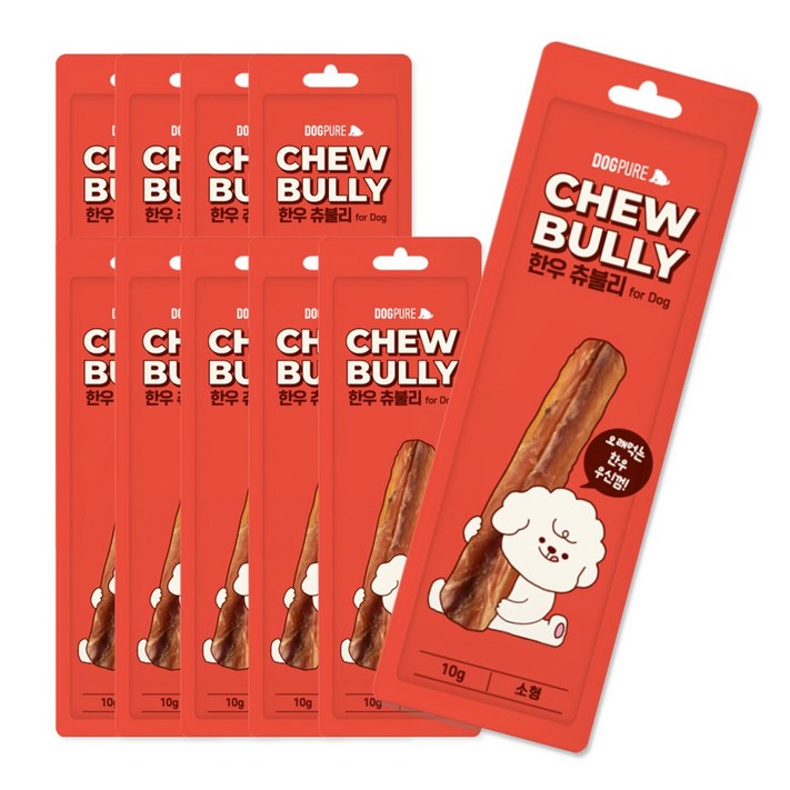 도그퓨어 한우 츄불리 소형 10gX10개 강아지간식 불리스틱 우신