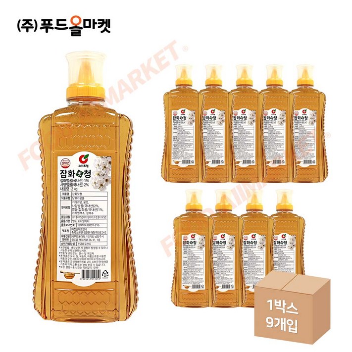 푸드올마켓 스위트웰 잡화맛청 2kg 튜브 한박스 2kg x 9ea아이스박스무료 푸드올마켓 스위트웰 잡화맛청 2kg 튜브 한박스 2kg x 9ea아이스박스무료
