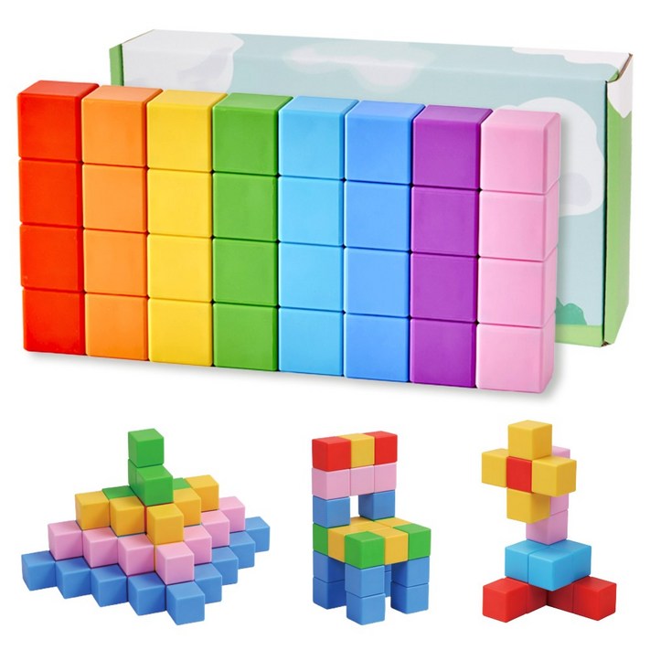 베어블리 2세대 자석 블럭 블록 큐브 교구 32pcs, 2세트64pcs