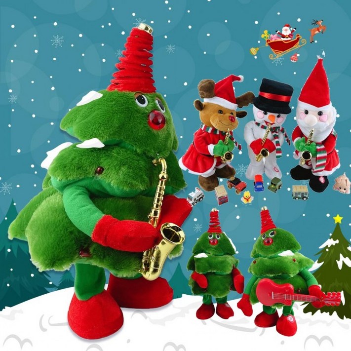 크리스마스 댄싱 인형 (선택) 트리 산타 루돌프 눈사람 춤추는 노래하는 작동완구 장난감 선물 - 투데이밈