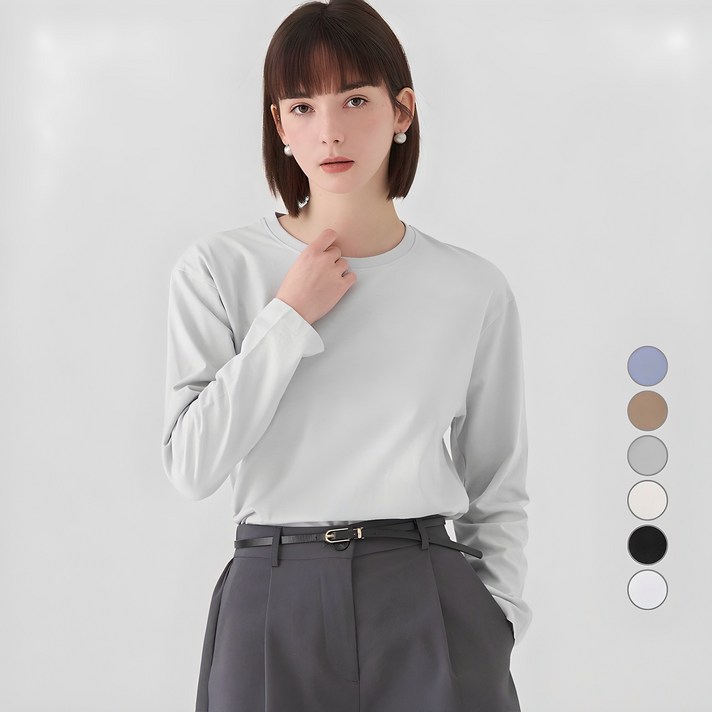 ELLE PARIS 여성 릴렉스핏 긴팔 티셔츠